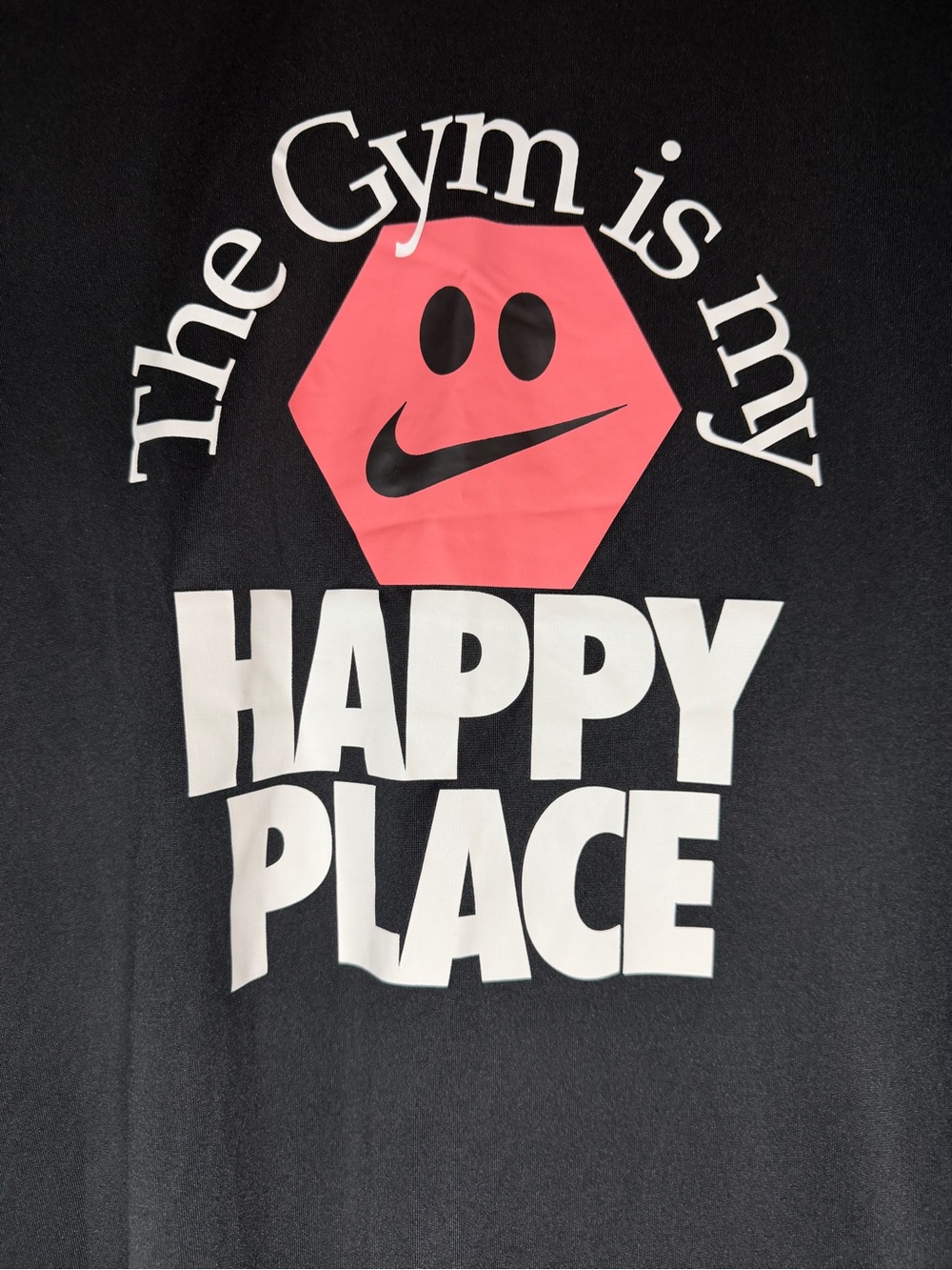 Nike Dri-FIT The Gym is my Happy Place Men's Black Graphic Print T-Shirt Large